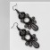 Earrings "openwork" leaves, black color in ferrous metal, 7.5 cm