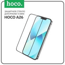 Hoco A26 protective glass, for iPhone 13 mini, with a protective mesh for a microphone, black frame