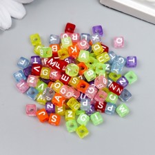 A set of colored beads with English letters 