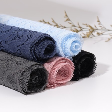 Lace elastic fabric "Patterns", 175 mm × 2.7 ± 0.5 m, black color-3