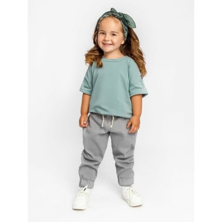 Children's jump (T-shirt, trousers), height 86-92 cm, mint color, gray color-7