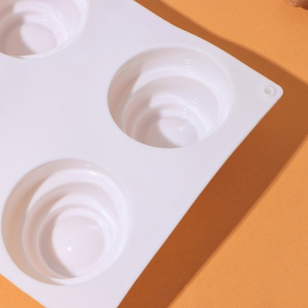 Form for mousse desserts and baking of the “pyramid”, 30 × 17.5 × 4.5 cm, 6 cells (D = 6.5 cm), white color-4