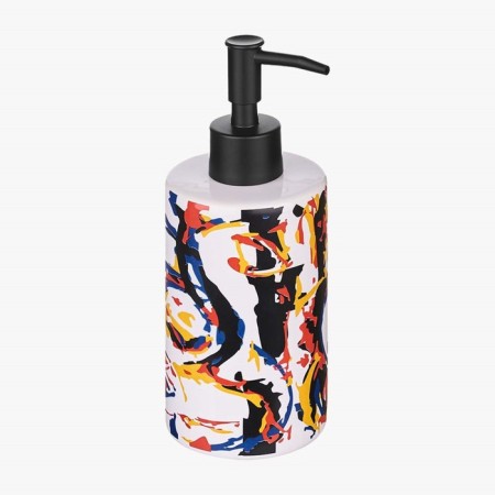 Expressia liquid soap dispenser, 7.8x7.8x18 cm, white-black yellow color