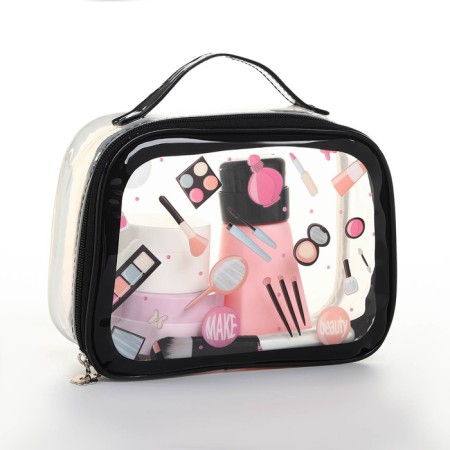 Cosmetic bag with lightning, black/transparent color-4