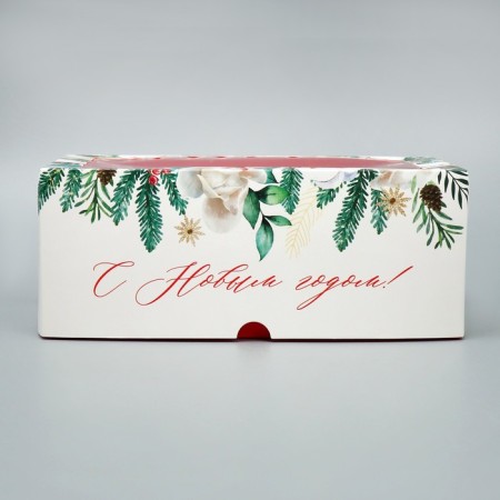 Box for cupcakes is folding with bilateral application "Happy New Year", 25 x 17 x 10 cm, new year-4