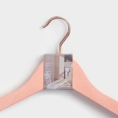 Shoulders - a hanger with a crossbar LadoM Rose Gold, covered with velvet, size 44.5 × 1.2 × 23 cm, 2pcs-6