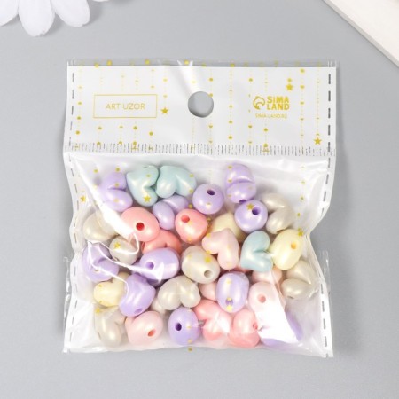 Beads for creativity Plastic "Heart. Purumatic shine" set of 20 g 1.1x0.9x0.9 cm-3