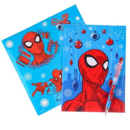 Chancellery "Happy New Year", notebook A6, pen, stickers, spider-man-2