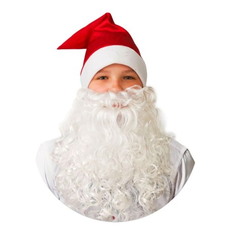 New Year's cap with a beard, the color is red, satin