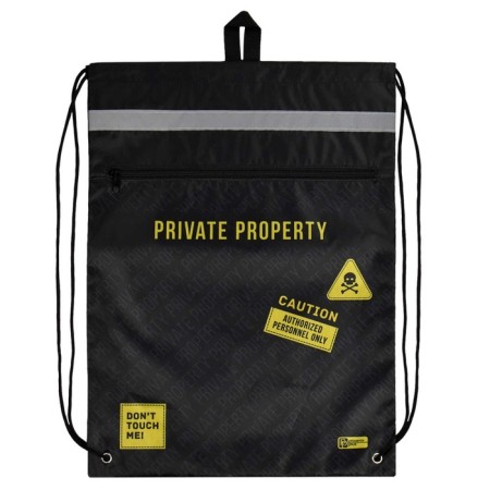 A bag for shoes with a pocket of 480 x 360 mm, Phoenix, a reflective strip, with a private handle "Private"-1