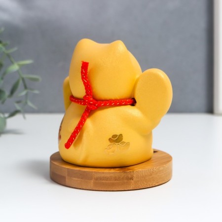 Pendural Ceramics "Mani-Neko with hieroglyphs" from solar batteries 10x10x12 cm-4