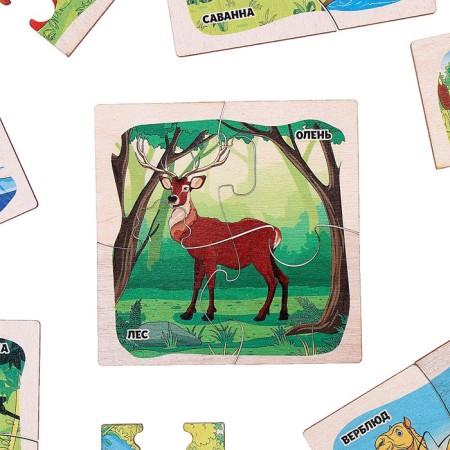 A set of curly puzzles from wood "who lives where"-3