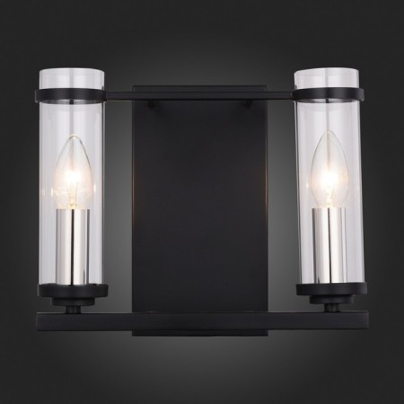 Sconces st. SL334.401.02. Bichero. 2x60 W, E14, 29, 4x24 cm, black color, nickel-2