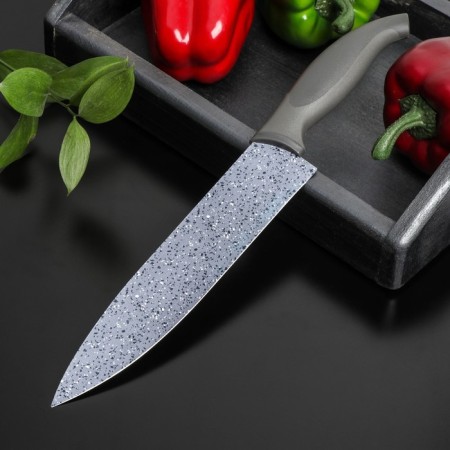 A knife with an anti -wound coating of the granite shade, chef, blade 20 cm