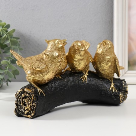 Polystone souvenir "Four golden birds on the branches" 22x6x13 cm-1