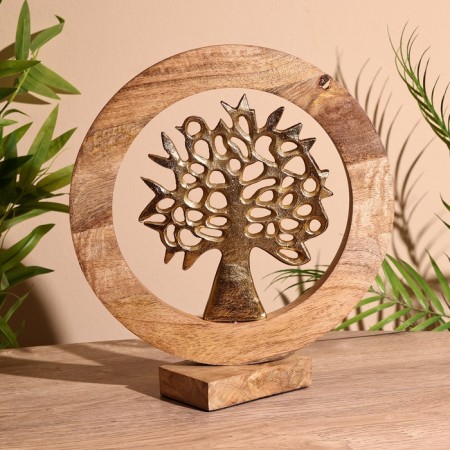 Interior souvenir in the wooden ring "tree" 30x8x33 cm-1