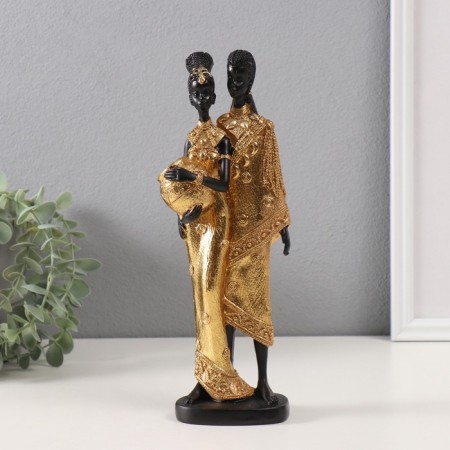 Souvenir Polystone "African Zem with a lover" gold 6x9.5x27.5 cm