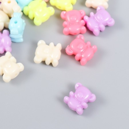 Beads for creativity Plastic "Bear. Pastel Tones" Nr 26 pcs 15 g 1.3x1.3 cm-1