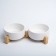 Double ceramic bowls on a stand of 2 x 450 ml 28.5 x 15.5 x 7 cm, white