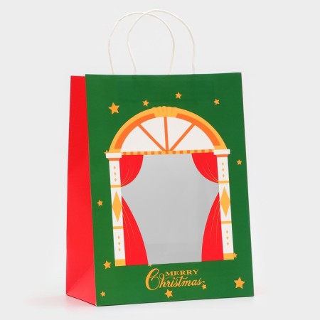 Gift package with the window "Theater" 26 x 35 x 16 cm, green-1
