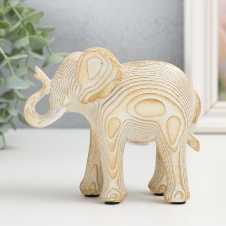 Souvenir Polystone "White Elephant with gold - layers" 12x5x10 cm