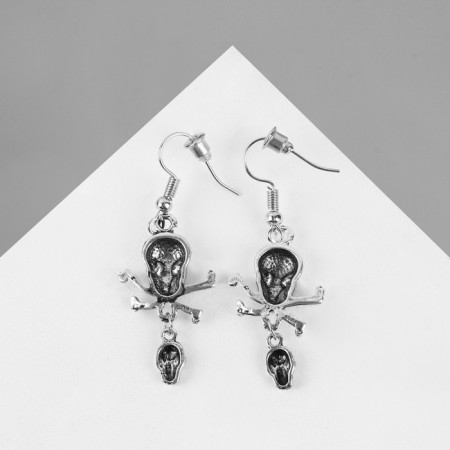 Earrings "Skeleton", color black silver-2