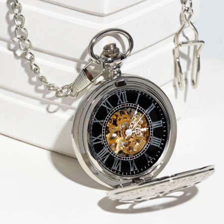 Pocket mechanical watches "Skeleton", D dial-4 cm, 5.5 x 4.5 cm-1