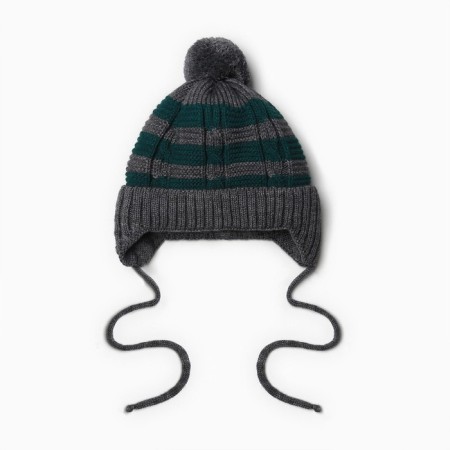 Children's hat, gray/green color, size 42-44