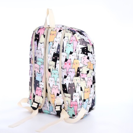 School backpack from textiles on a zipper, 3 pockets, pencil case, color colorful color-5