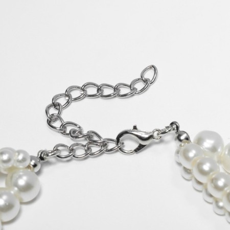 Beads "Pearls" burn, 3 threads, beads No. 4, 6, 8, milk color in silver, 38 cm-4