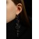 Hanging earrings with rhinestones "evening" magic, black and white color in gray metal, 10.5 cm