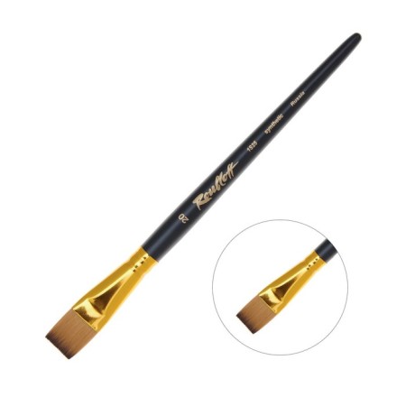 RUBLOFF brush synthetics, imitation column, flat, series 1S25 No. 20, short black matte handle, yellow clip