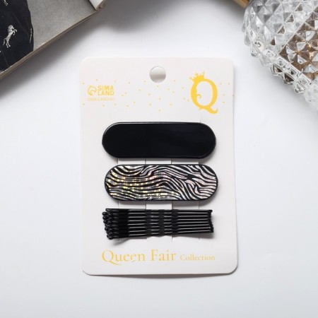Invisibility for Herty hair (set 10 pcs) tiger, 5 cm, silver-black