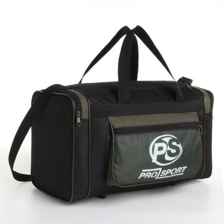 Sports bag with lightning, 3 outer pockets, black/green color