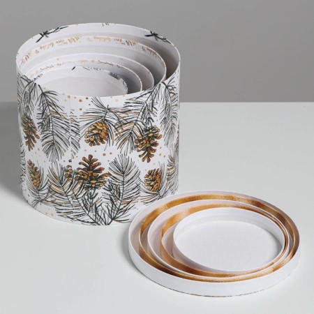 A set of gift boxes 5 in 1 “white gold”, 13 x 14–19.5 x 22 cm, New Year-10