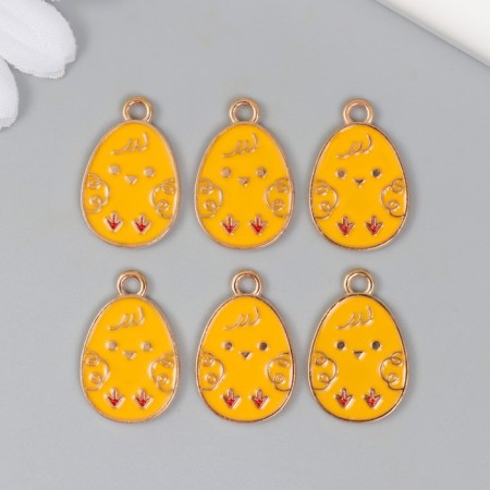 Decor for creativity metal, enamel "Egg - chicken" 1.4x2.2 cm-2