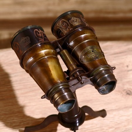 Binoculars on a stand, lens 5 cm, brass,-1