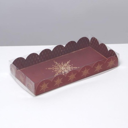 Box for confectionery with PVC cover "Gold", 10.5 x 21 x 3 cm, new year-2