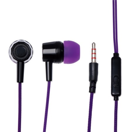 Headphones Krutoff HF-J69, vacuum, microphone, 106 dB, 16 Ohm, 3.5 mm, 1 m, purple