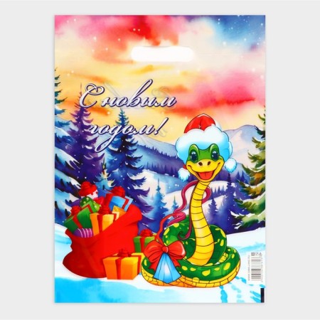 New Year. The package "New Year in the mountains", polyethylene with a cut pen, 30 x 40 cm.-1