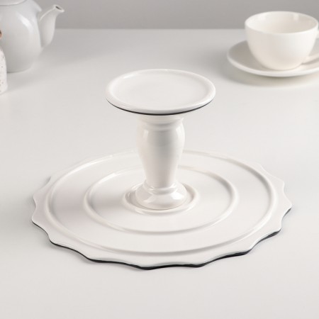 Ceramic "Frontier" dessert stand, d = 25 cm, white color-1