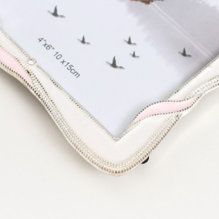 Photo frame metal, glass 10x15 cm "Pink bow with ribbon" 12x17.2 cm-2