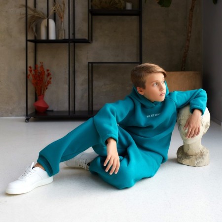 Kids (hoodies, trousers) minku: Basic Line Kids, Oversize, Emerald Color, Height 116-14