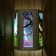 A wooden lampshade "Figure 1" with glass inserts with UV seal, small, 33x29x12cm