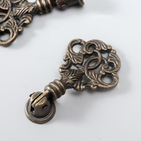 Handle for the casket Metal "Vegetable ornament" bronze 5.8x2.8 cm-1