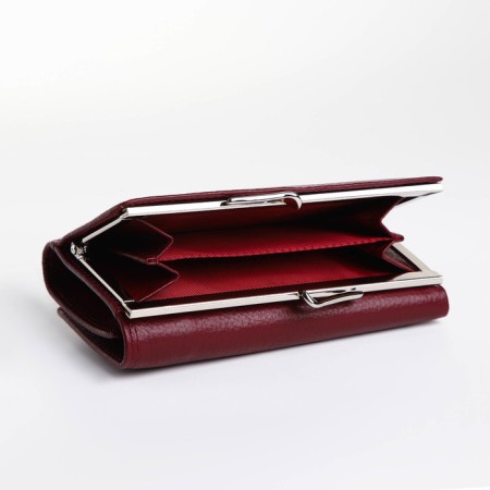 Women's wallet on the button, burgundy color-3
