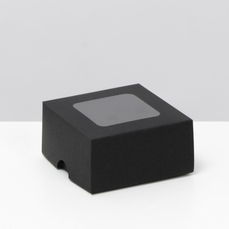 The box is folding, the lid is, with the window, black, 8 x 8 x 4 cm