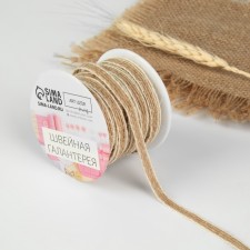 Decorative canvas braid, 6 mm, 9 ± 0.5 m, light beige/beige color