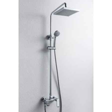Bravat Opal shower column, with a bathtub mixer, rotary spout (upper shower of a square shape)