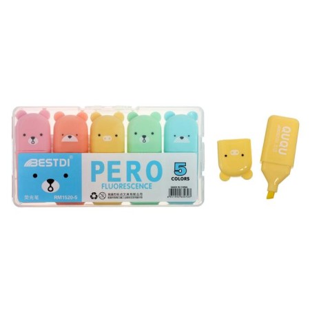 A set of markers-textbooks "animals", 5 colors, mini